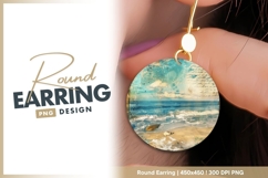 Circular Beach Scene with Waves Sand round earring png Product Image 1