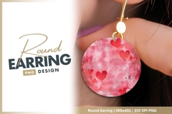 Red Hearts on Pink Textured Background Round Earring Png Product Image 1