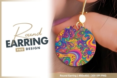 Psychedelic Abstract Illustration of Swirling round earring Product Image 1