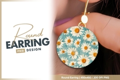 Daisy Flower Pattern on Blue Background Round Earring Png Product Image 1
