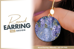 Purple wisteria flowers decorative background Round Earring Product Image 1