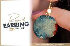 Distressed Circle with Red Splatter Stars Round earring png Product Image 1