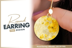 Watercolor Yellow Flowers on Textured round earring Product Image 1