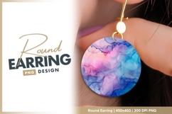 Abstract Fluid Art in Pink Purple and Blue round earring Product Image 1