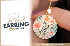 Watercolor Floral Illustration with Pink and round earring Product Image 1