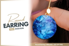 Abstract Blue Watercolor Circle with Fluid Ink round earring Product Image 1