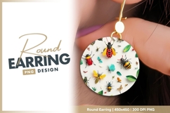 Colorful Insect Collection on White Background Round Earring Product Image 1
