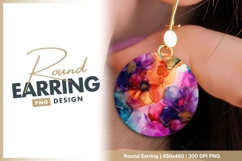 Abstract Floral Composition in Vibrant Colors Round Earring Product Image 1