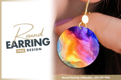 Colorful alcohol ink art liquid texture round earring png Product Image 1