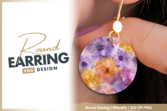 Watercolor floral pattern abstract design round earring png Product Image 1