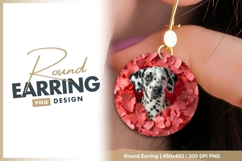Dalmatian Dog Surrounded by Red Heart Shapes round earring Product Image 1