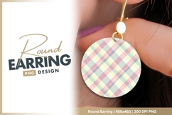 Pastel Plaid Pattern Inside a White Circle on round earring Product Image 1