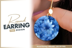 Blue Floral Arrangement Inside a Circular Round earring Product Image 1