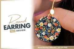 Watercolor Floral Pattern in Circle with round earring Product Image 1