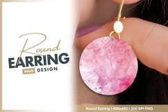 Pink Watercolor Splatter Circle on Gray Round Earring Product Image 1