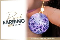 Watercolor Floral Arrangement in Purple and round earring Product Image 1