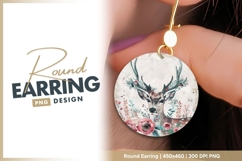 Deer Portrait with Floral Antlers and round earring Product Image 1
