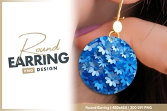 Blue and White Paper Flowers Arrangement round earring Product Image 1