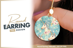 Unicorns with flowers and stars seamless Round Earring Product Image 1