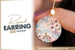 Watercolor Floral Circle Arrangement in Pastel round earring Product Image 1