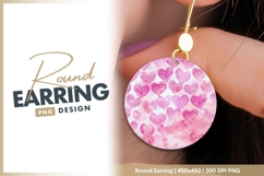 Watercolor Pink Hearts Pattern Inside a round earring Product Image 1