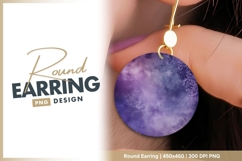 Watercolor Purple and Blue Circle with Floral round earring Product Image 1