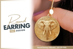 Paper Elephant Head on Textured Brown round earring Product Image 1