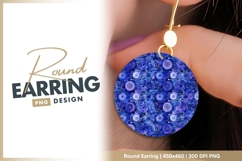 Circular Blue and Purple Floral Pattern on round earring Product Image 1