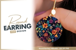 Colorful Floral Pattern in a Circular round earring Product Image 1