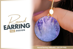 Hanging purple wisteria flowers on round earring png Product Image 1