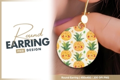 Cartoon Pineapple Pattern with Smiling round earring png Product Image 1