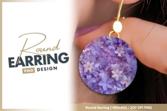 Close Up of Purple and White Flowers in a round earring png Product Image 1