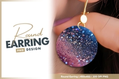 Pink and Blue Glitter Circle Bokeh Effect round earring png Product Image 1