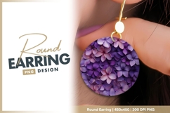 Purple and Pink Plumeria Flowers in a round earring png Product Image 1