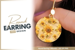Yellow Sunflowers on a Round Background round earring png Product Image 1