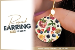 Watercolor Fruit Illustration Strawberries round earring png Product Image 1