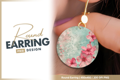Grunge background with pink cherry Round Earring Product Image 1
