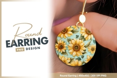 Yellow Sunflowers on a Light Blue Background round earring Product Image 1
