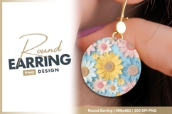Pastel Paper Flowers Arrangement on Blue round earring png Product Image 1