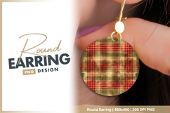 Festive plaid with christmas pine branch round earring Product Image 1