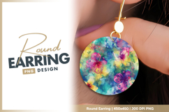 Floral watercolor painting seamless pattern round earring Product Image 1