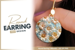 Floral Circle Composition with Pastel Daisies round earring Product Image 1