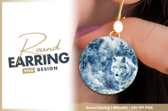 Winter wolf forest round earring png Product Image 1
