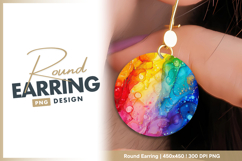Abstract rainbow alcohol ink texture round earring png Product Image 1