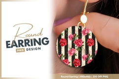 Round Floral Design with Red and Pink Peonies round earring Product Image 1