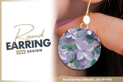 3D Floral Arrangement of Lavender Hydrangeas round earring Product Image 1