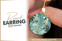 Teal christmas background with ornaments Round Earring Product Image 1