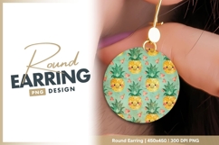 Whimsical Pineapple and Watermelon Pattern round earring png Product Image 1