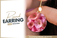 Pink and Peach Poppy Flowers in a Circle round earring png Product Image 1