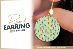 Pineapple Pattern on a Light Blue Background round earring Product Image 1